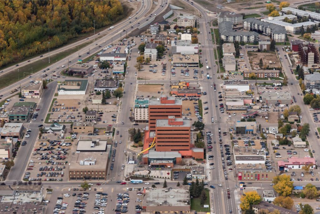Office buildings in downtown Fort McMurray